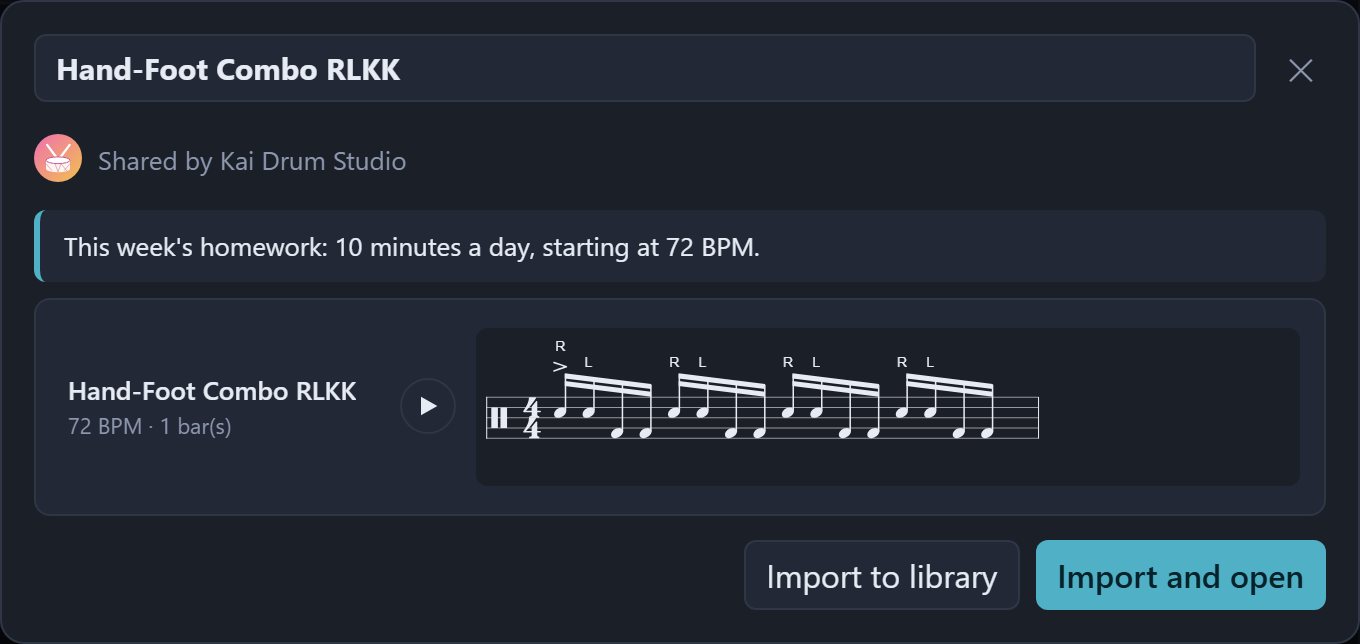 The import window for a shared module link