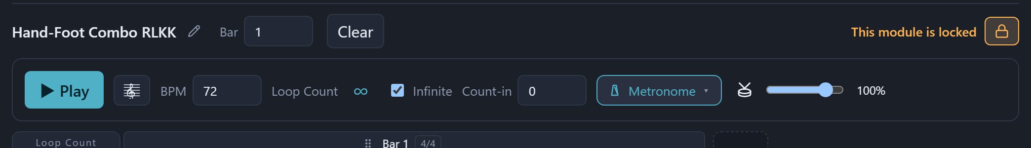 A locked module: "This module is locked" on the right