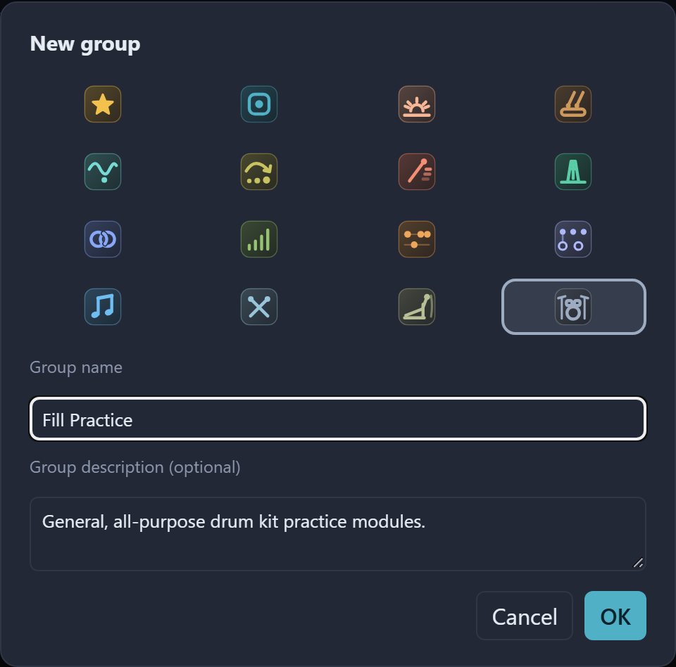 The New group window: icon, name and description