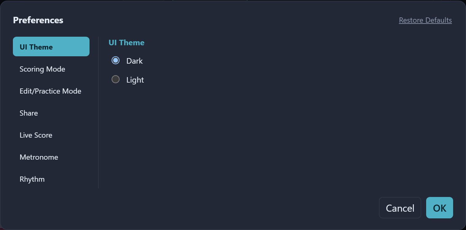 The Preferences window
